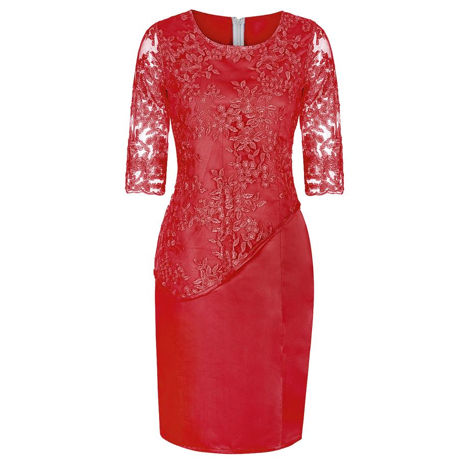 Lace Patchwork Two-Piece Set for Plus Size Women, Long Sleeve Evening Gown/Formal Dress