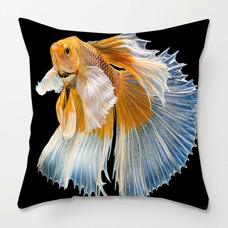 Tatami Bedside Square Pillow Animal Fish Print Pillow Case Home Sofa Pillow Cushion
