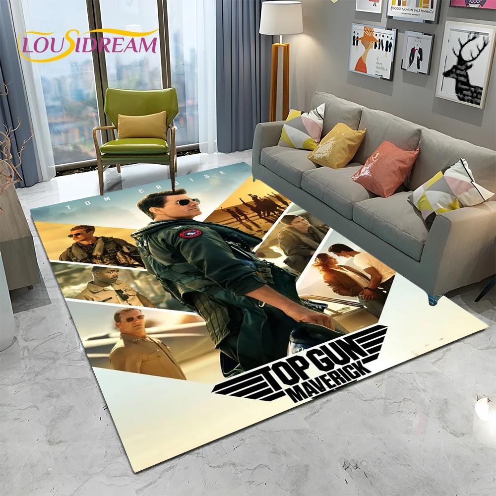 Classic Movie Top Gun Sign Tom Cruise Carpet Rug for Home Living Room Bedroom Sofa Doormat Decor,kid Area Rug Non-slip Floor Mat
