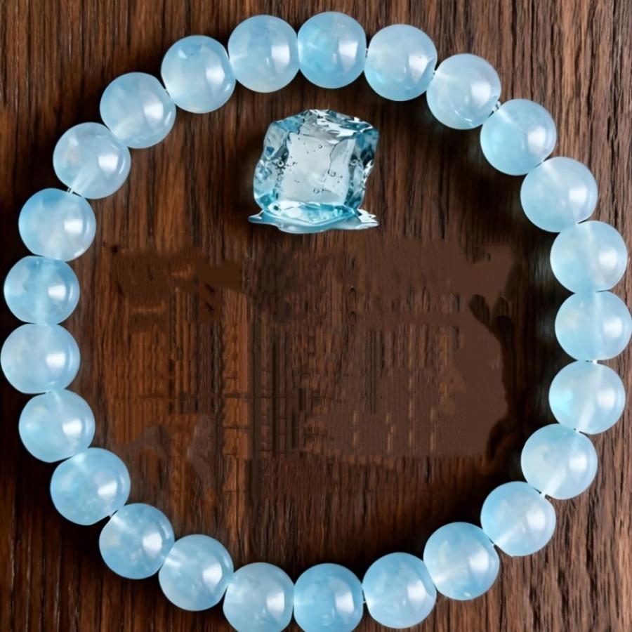 An 8Mm Natural Deep Sea Ice Stone Bracelet Featuring Bohemian Style Stone Jewelry, Serving As a Talisman for Spirit And Luck, Perfect for Casual Wear