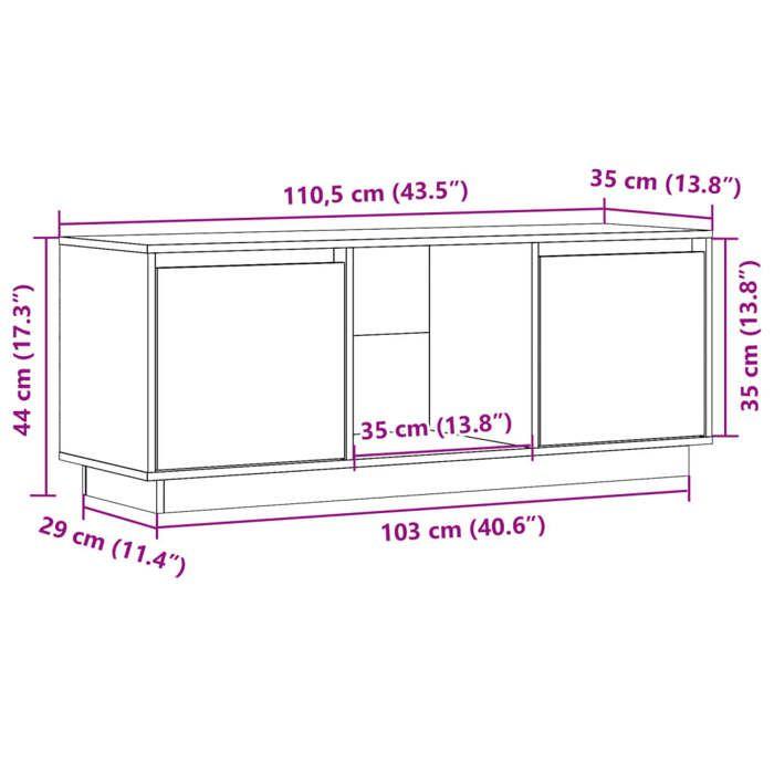 VidaXL TV Stand Grey 110.5x35x44 Cm Solid Pine Wood 814341