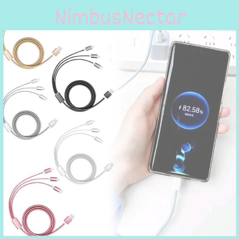 Til Universelt 3-i-1 Nylon Flettet Datakabel Med Hurtig Opladning Til Apple Huawei Samsung Enheder