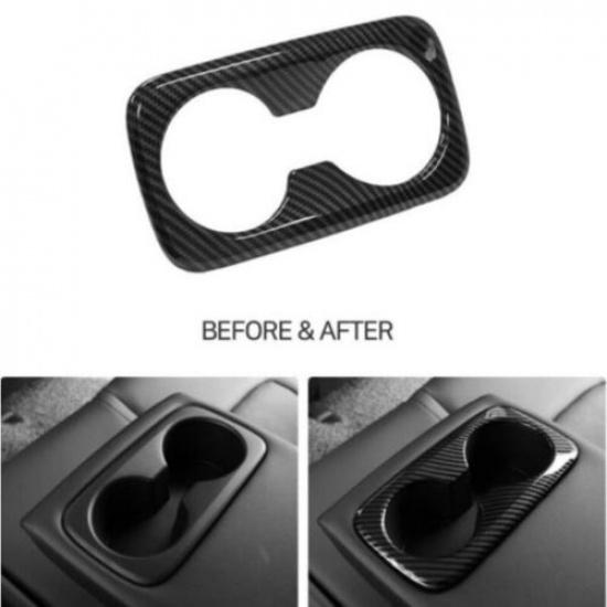 For KIA Sportage 2022-2024 Carbon Fiber Rear Water Cup Holder Frame Cover Trim