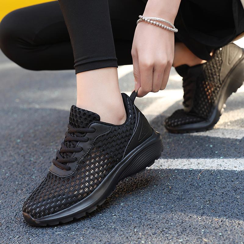 Summer Gray Women Casual Shoes Sports Mesh Breathable Summer Fashion Walking Shoes White Sneakers Big Size 42Ladies Flat Trainer