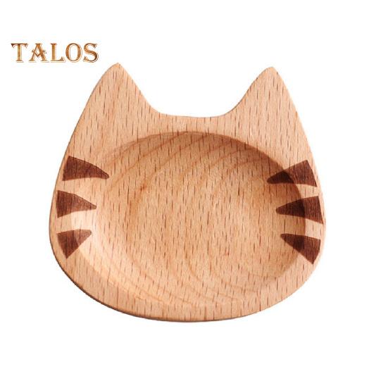 Seasoning Dish Decorative Food Grade Wooden Useful Cartoon Cat Shaped Dipping Bowl for Desktop