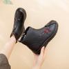 Genuine Leather Winter Shoes Women Snow Boots Flowers Warm Plush Flat Non-slip Mother Shoes Plus Size 42 Soft Black Ankle Boots