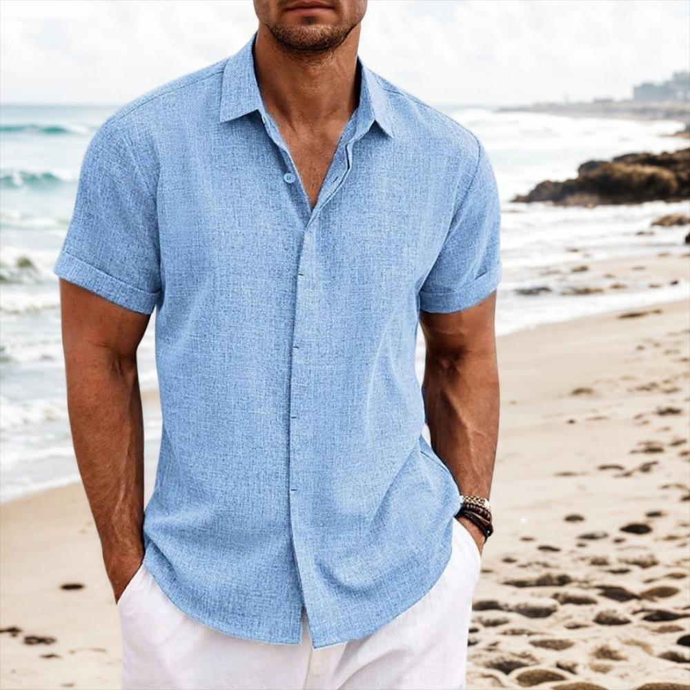 Men's Shirts Short Sleeve Button Up Shirt Casual Summer Loose Fit Home Style Shirts