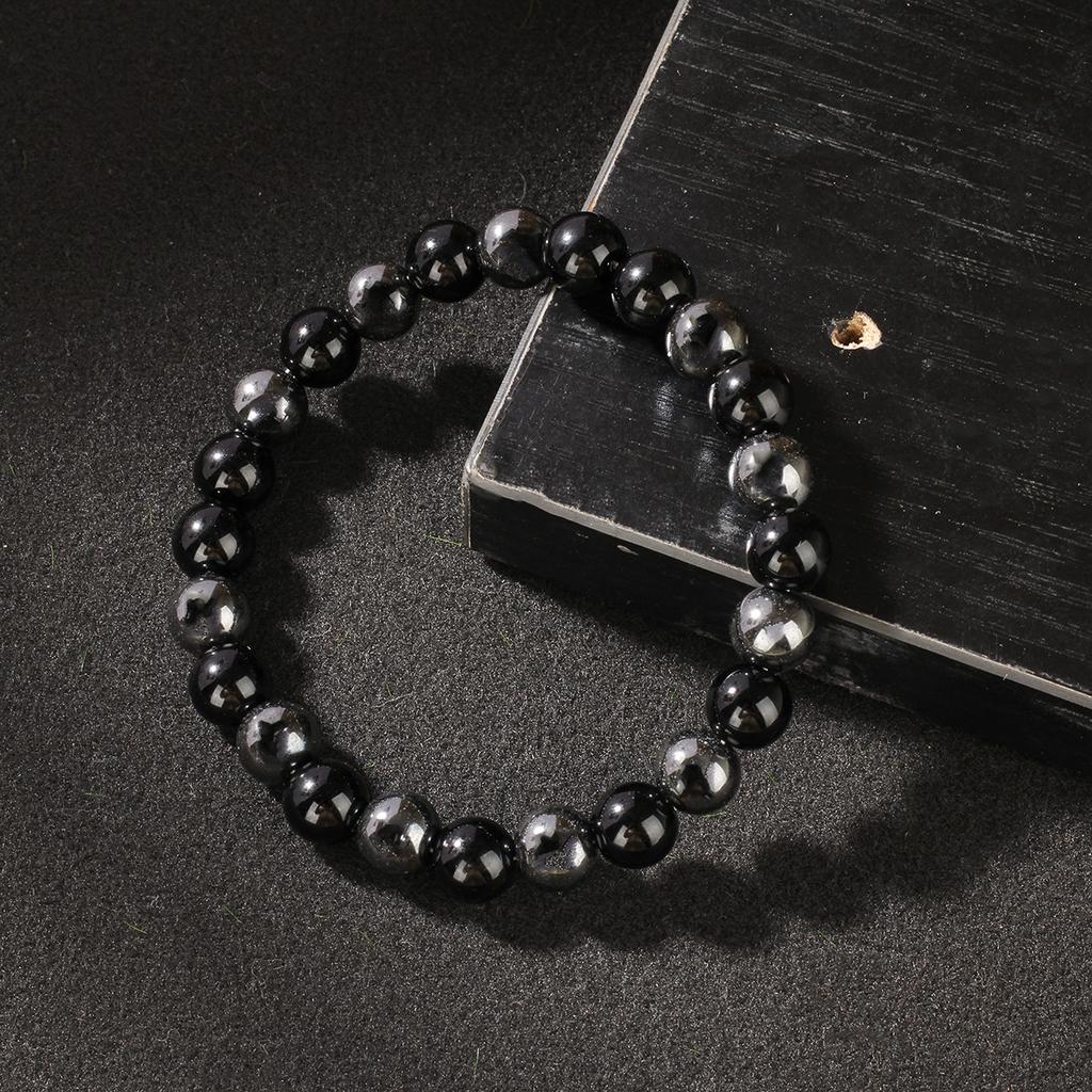 Simple men's bracelet, black iron gallstone bracelet, batch goods, European and American street bracelet beads.