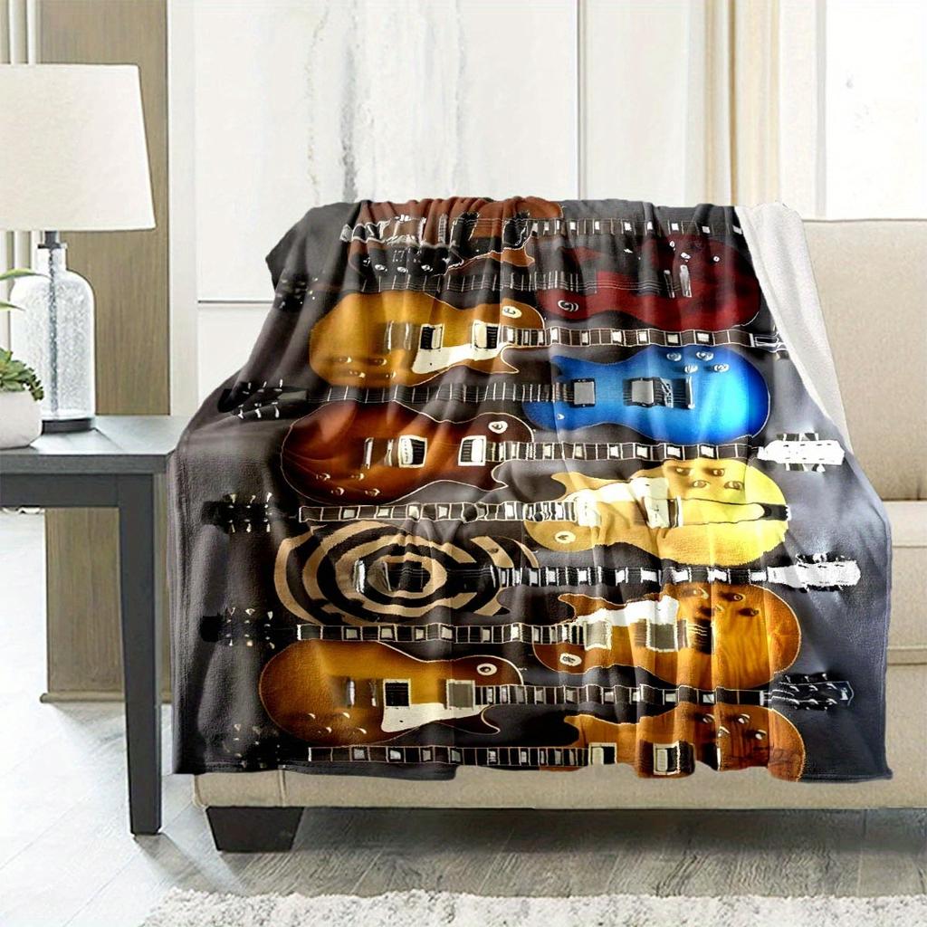 Multiple Guitars Blanket Soft Warm Throw Blanket Nap Blanket For Couch Sofa Office Bed Camping Travel Multipurpose Gift Blanket For All Season