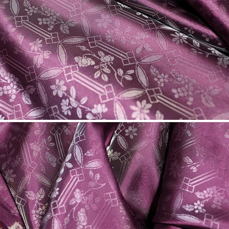 1m High End Jacquard Fabric Small Golden Osmanthus Lotus Flower Brocade Fabric for Cheongsam Horse Face Skirt DIY Sewing