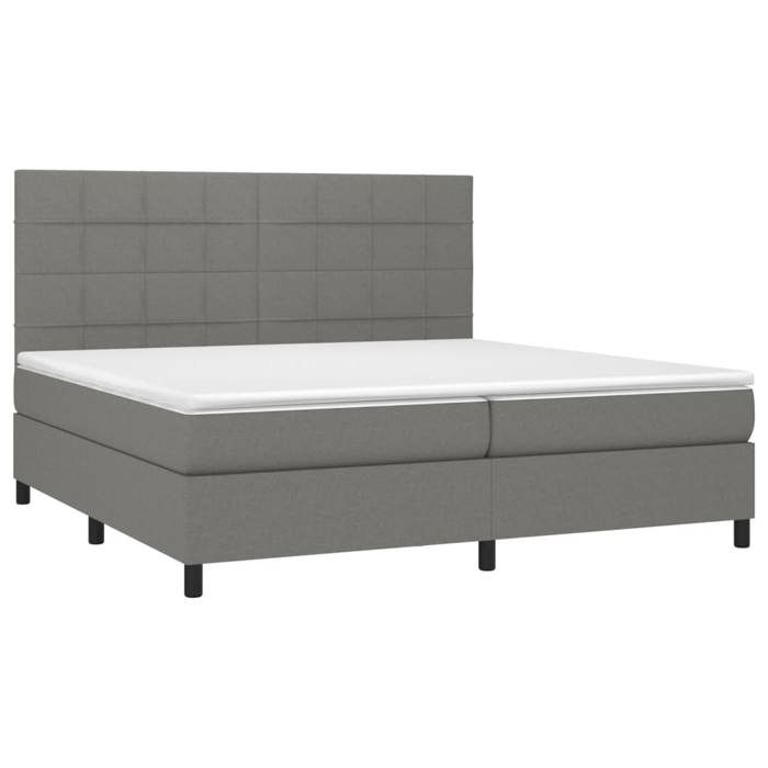 VidaXL Sommier à Lattes de Lit avec Matelas et LED, Lit Rembourré avec Tête de Lit, Lit Double, Lit Adulte de Chambre, 3134902