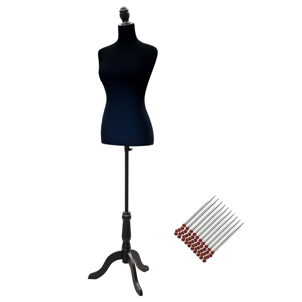Sewing Mannequin Adjustable To 130-168 Cm with Wooden Tripod for Fashion Photography Garment Display Black