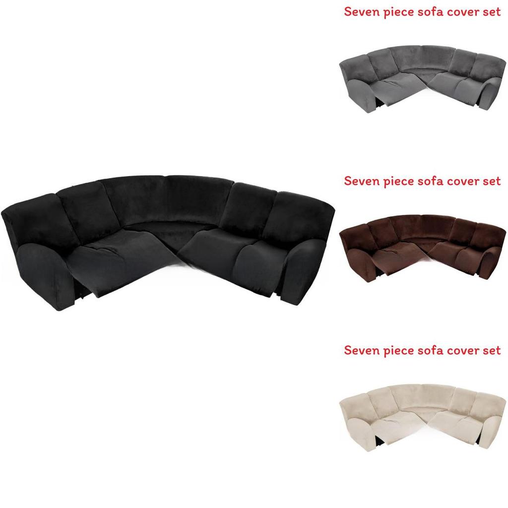 Velvet Lshaped Seven Piece Sofa Cover Set With Stretch Material For Corner Sectionals