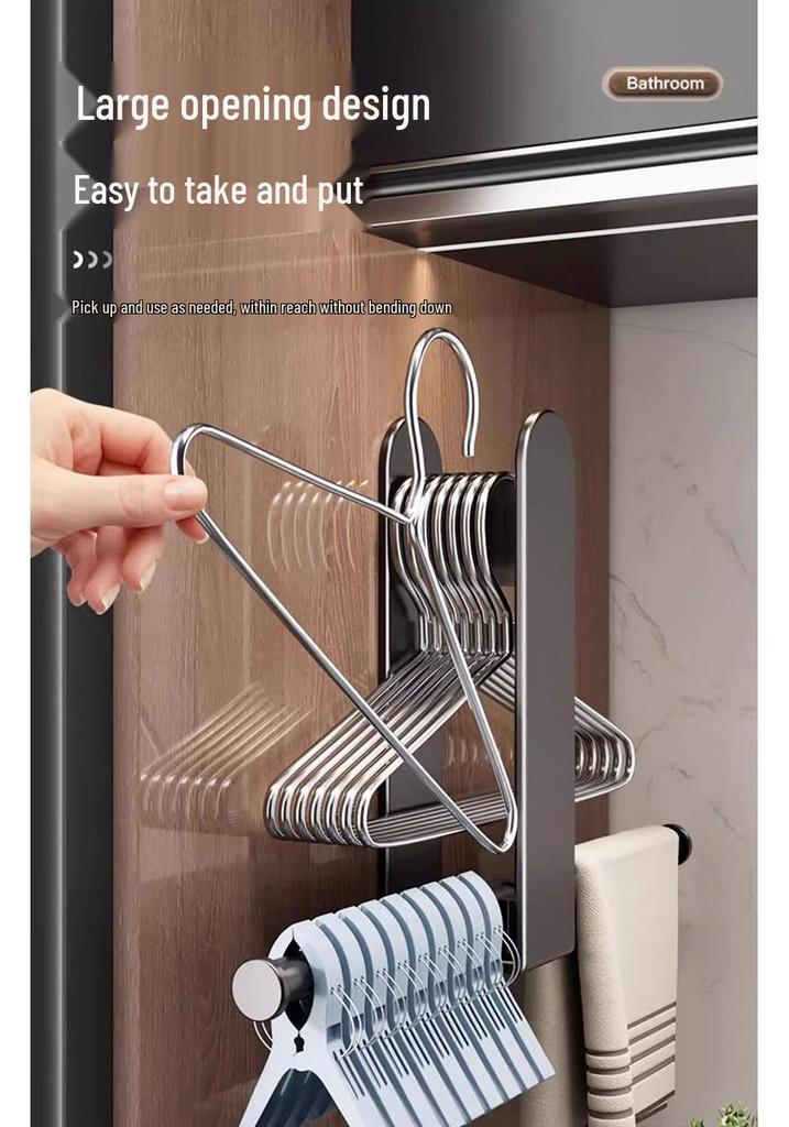 Wall-Mounted Punch-Free Clothes Hanger and Storage Rack