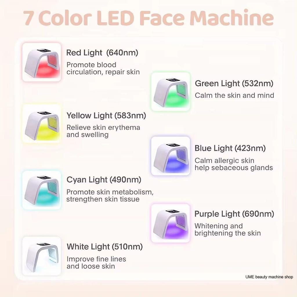 PDT 7 Color LED Photon Therapy Facial PDT LED Light Therapy Whitening and Rejuvenation Beauty Machine Photon Skin Rejuvenation and Acne Removal