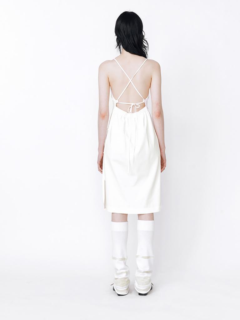 Minderly Backless Strap Dress - White