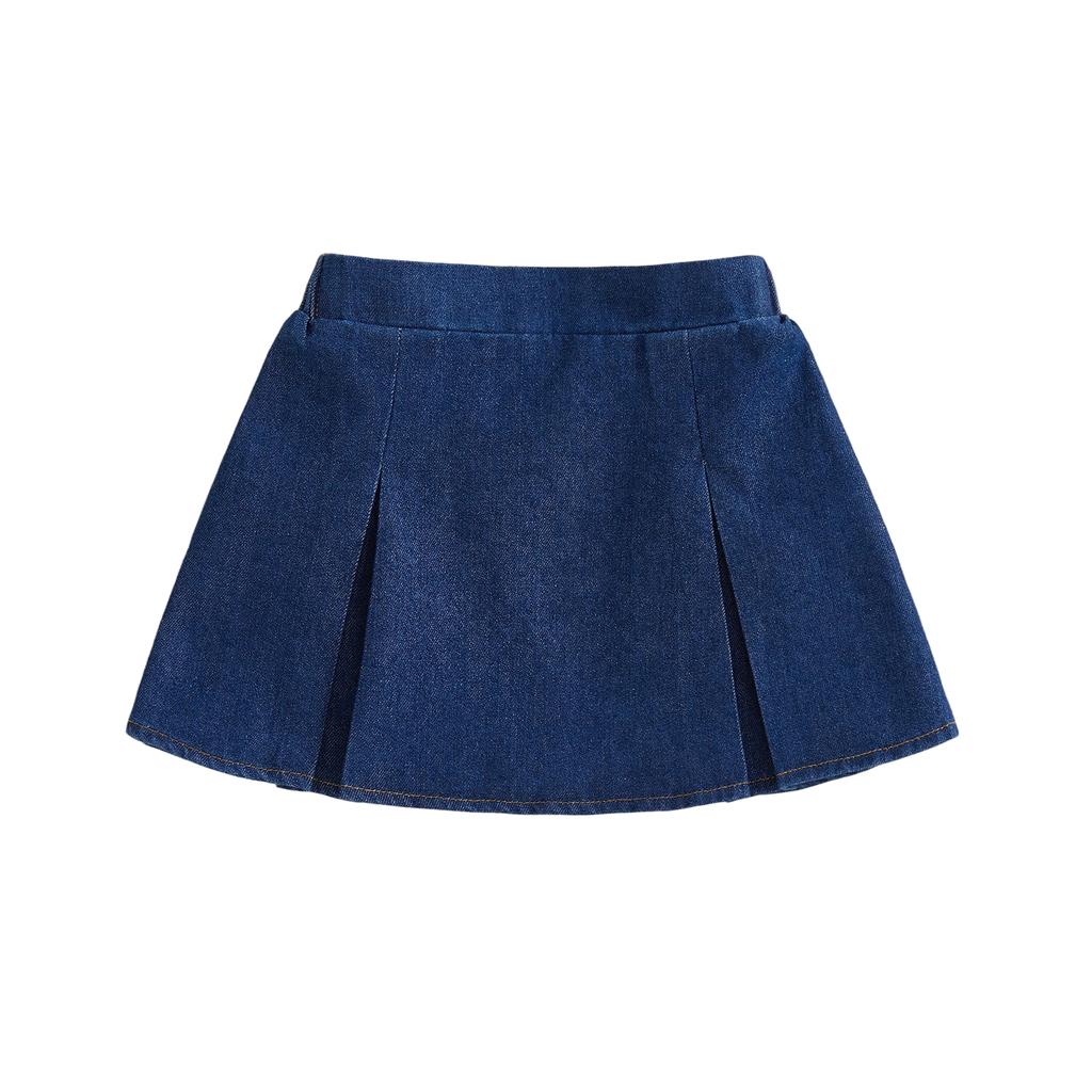 Citgeett Kids Infant Girl Denim Skirt Elastic Waist A-line Pleated Short Jean Skirts Casual Clothes