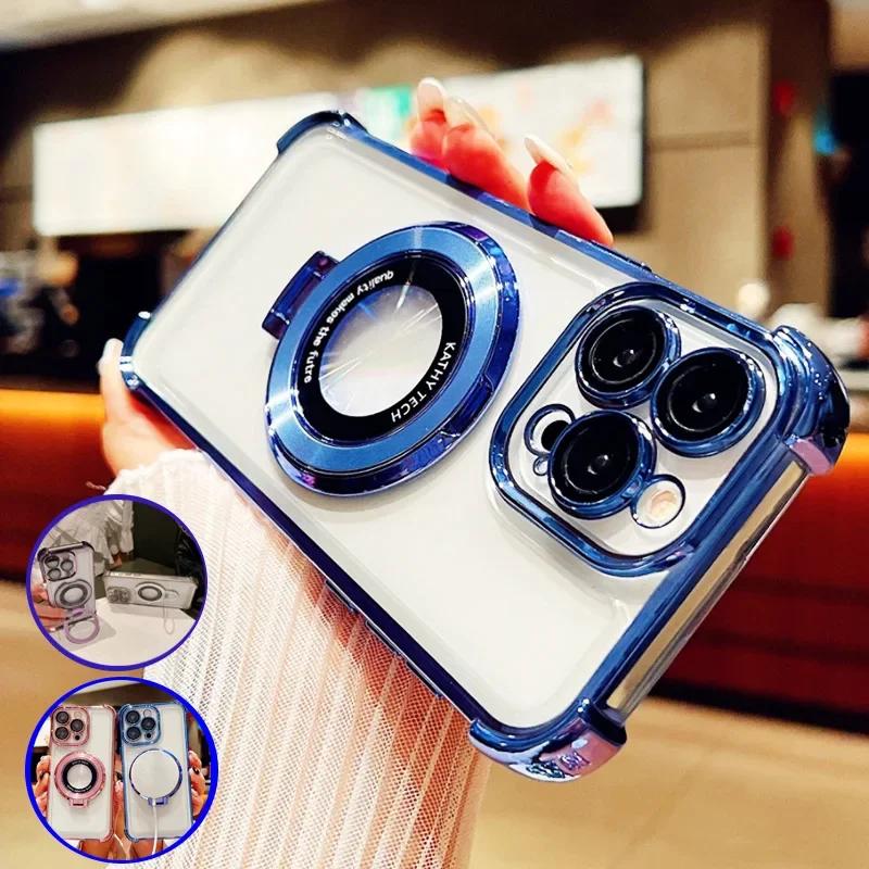 Glitter Plating Magnetic Bracket for Magsafe Case for Huawei Honor X8C X7C X7B X9A X9B X7A X8 X9C 200 Smart Pro Stand Soft Cover