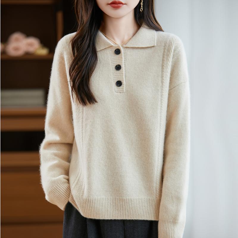 Women's cashmere sweater Qinghe cashmere 30% cashmere 70% wool autumn and winter pullover warm and fashionable