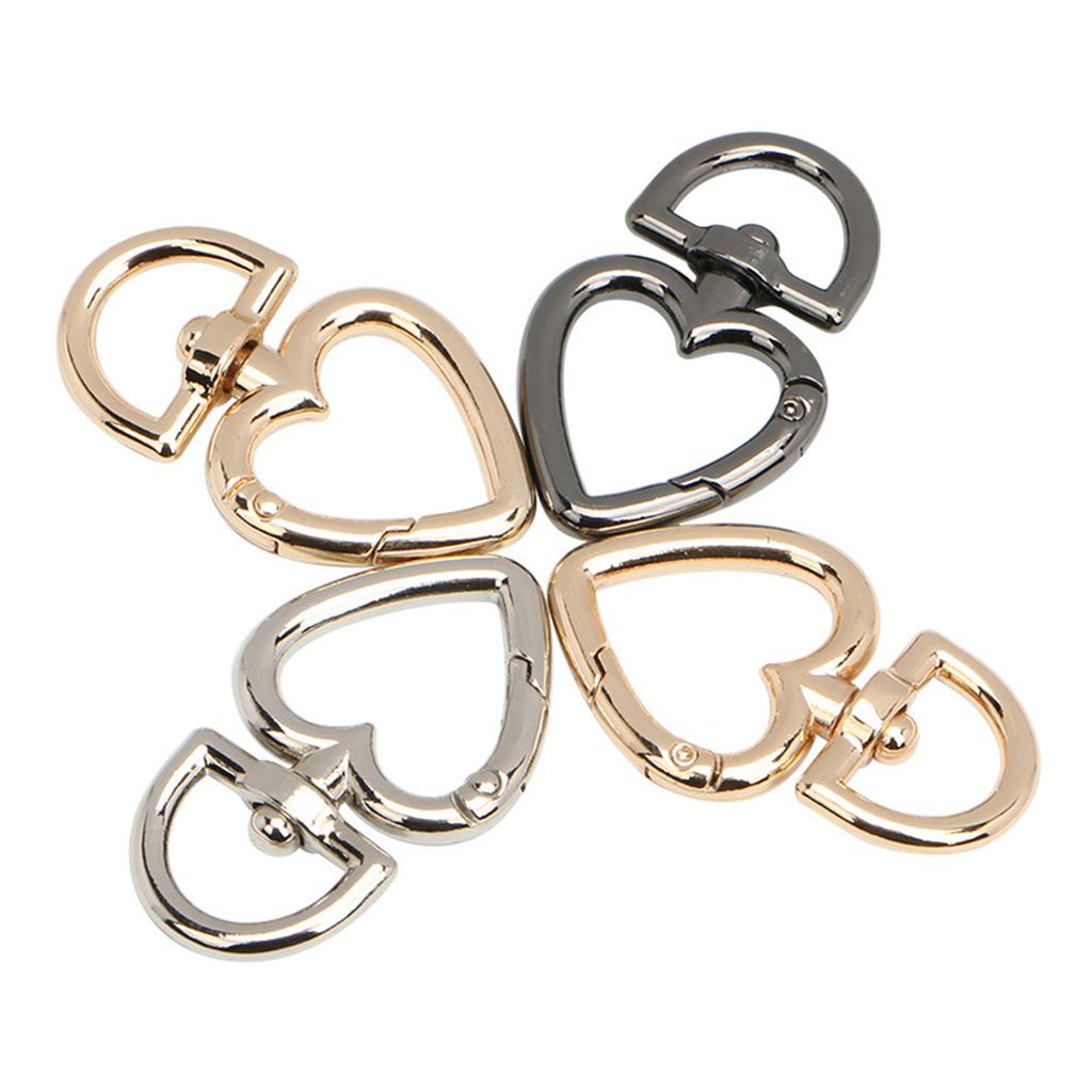 30 Pieces Zinc Alloy Heart Shape Swivel Buckles Trigger Spring Keyring Buckle Clasps Hooks Open Ring for Key Ring Durabl