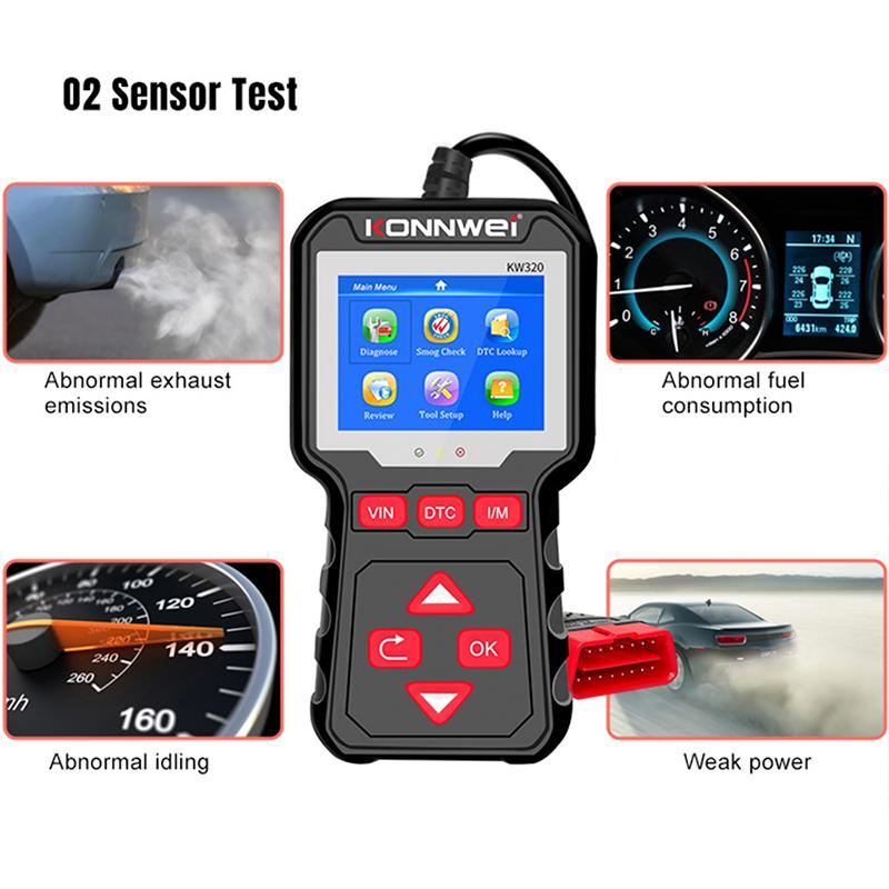 2026 KONNWEI KW320 Car Scanner OBD2 EOBD Fault Diagnostic Tools Professional Auto Scanner Live Data Read Erase Codes DTC Lookup