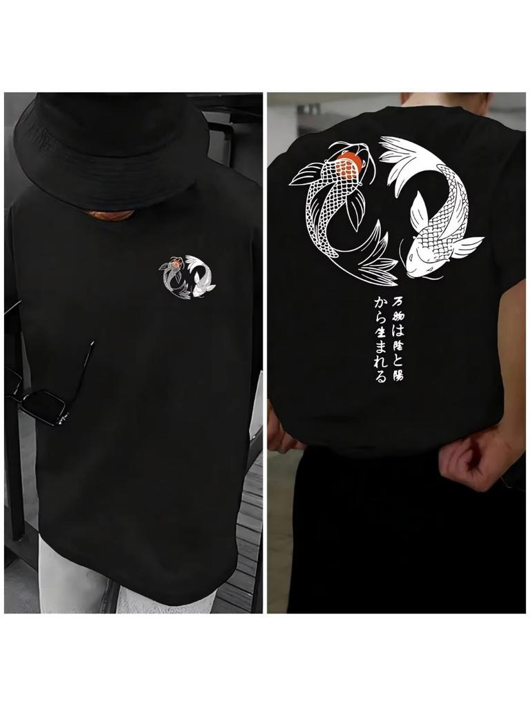 Koi Harajuku Men's T-shirt Summer Daily Outdoor Sports Street Casual Comfortable Short-sleeved