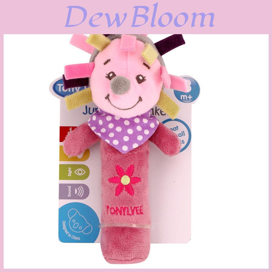 Baby Soft Plush Rattle Toy With Dog Hedgehog Rhinoceros Design For Newborns And Toddlers
