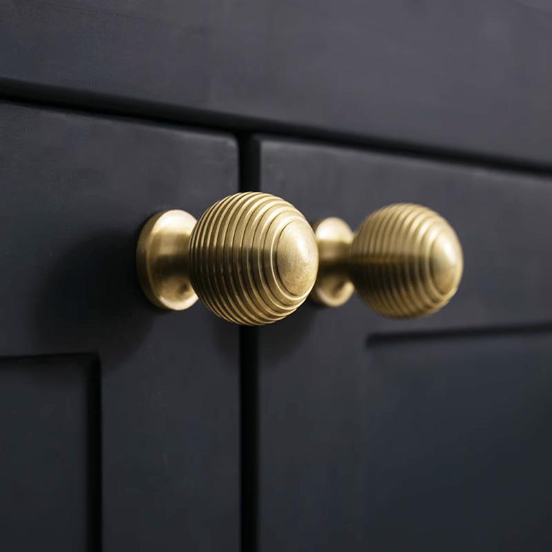 Solid Brass Spherical Cabinet Knob Single Hole Pull Handle for Modern Cabinets Drawers Wardrobes Home or Hotel Use