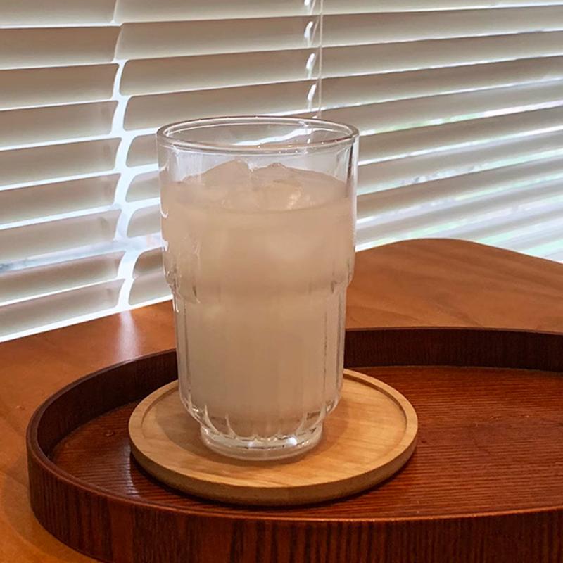 12oz 350ml French Retro Style Transparent Cold Extraction Coffee Cup Striped Glass Restaurant Cafe Bar Lemon Soda Green Tea Mugs