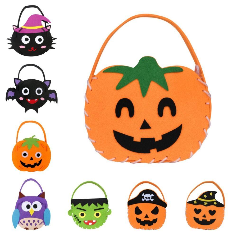 Storage Bucket Halloween Candy Bag Trick Or Treat Gift Basket Cartoon Halloween Bag  For Kids