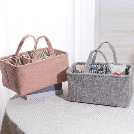 Baby Diaper Caddy Organizer Nursery Storage Basket Large Capacity Diaper Organizer with Adjustable Divider for Baby Essentials Wipes Toys