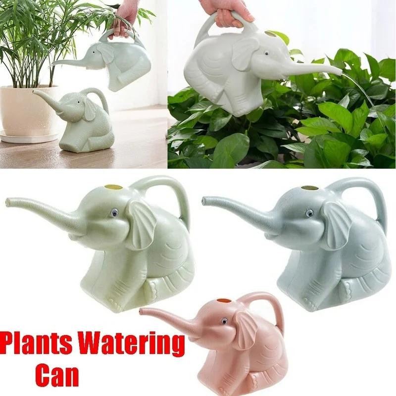 Cute Plastic Elephant Shape Watering Can Pot Home Patio Lawn Gardening Tool Watering Pot for Outdoor Irrigation Water Spray