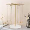 Decorative Gold Metal Jewelry Stand 48 Hooks 360° Rotation Design Large Capacity Necklace Bracelet Organizers Compact Display