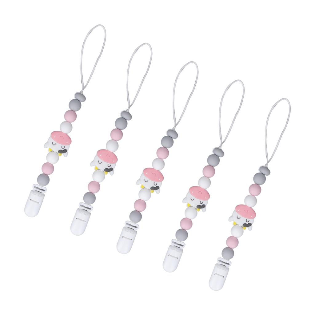 5Pcs Baby Pacifier Clip Food Grade Silicone Prevent Falling Easy To Clean Pacifier Chain for Toddler