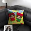 M-Monchhichi Cute Cushion Cover Natural Linen Organic Fabric Double-Sided Printing Sofa Home Decor Gift Pillow Case