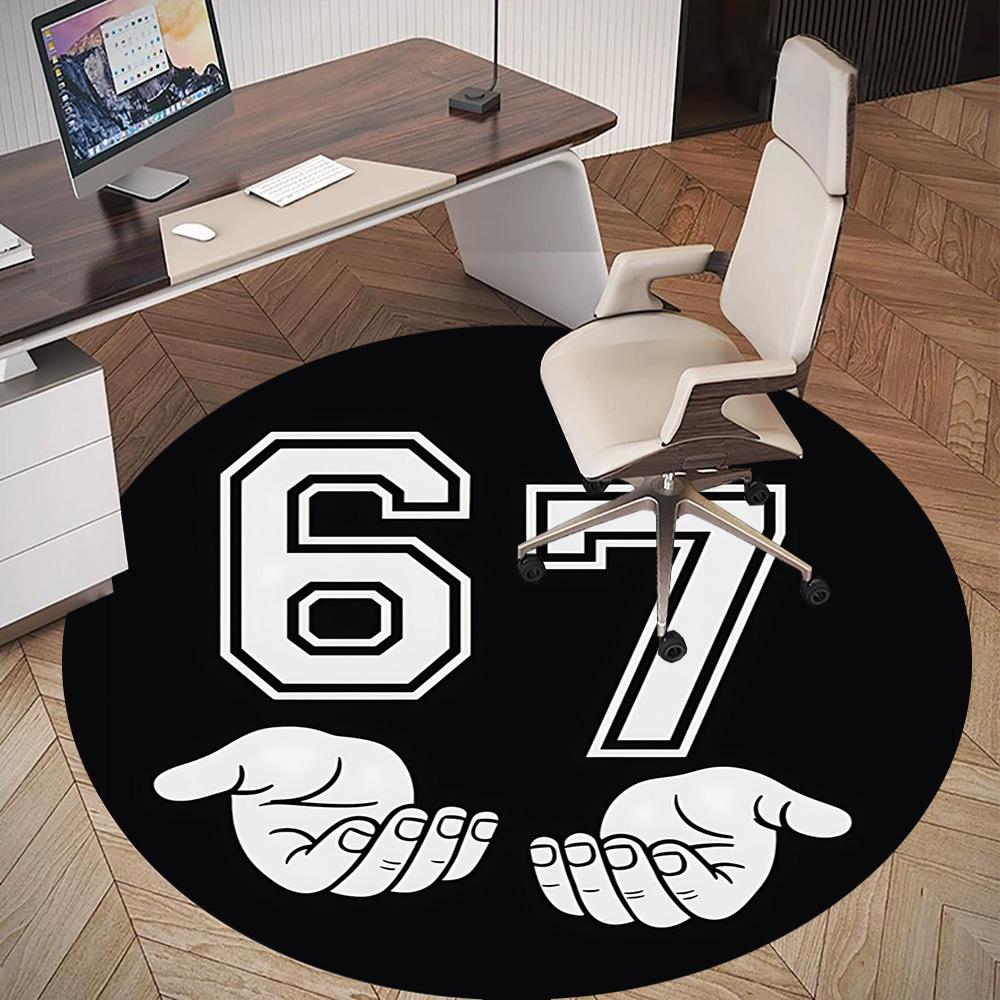 1pc Sixty-seven and Hands Round Chair mat office Area Rug - Non-Slip, Floor Mat for Office, Bedroom, and Indoor Decor p127169