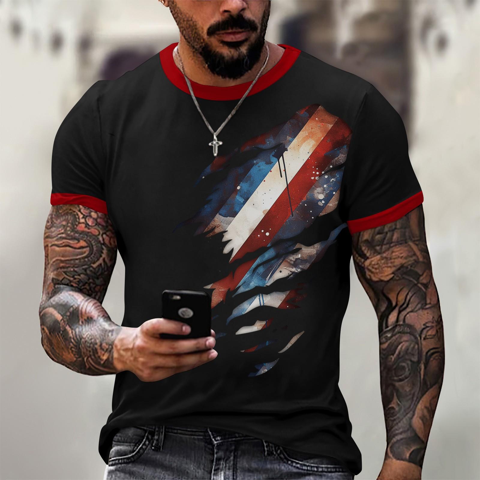 

Летняя мужская популярная футболка с круглым вырезом и коротким рукавом с принтом L тёмно-синий