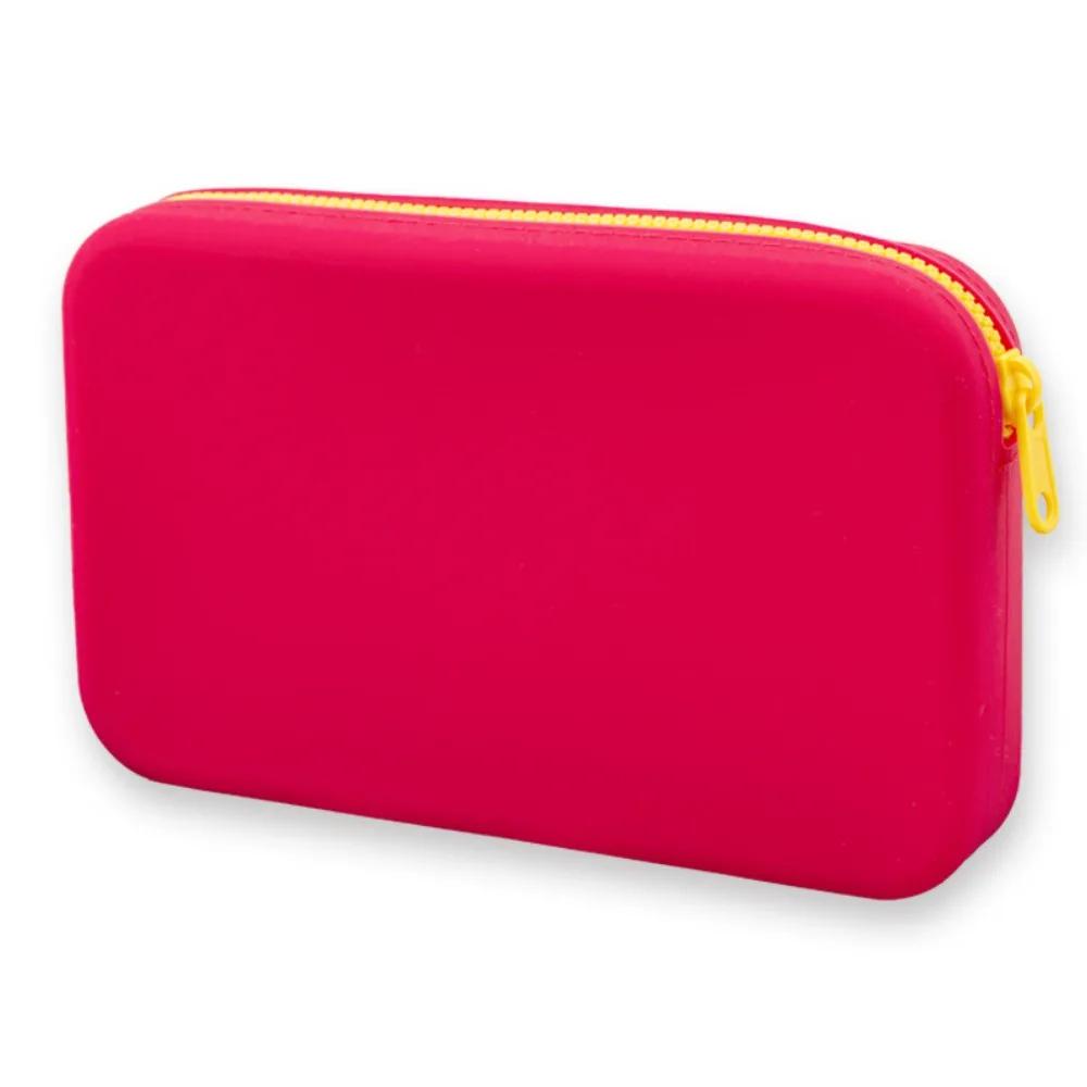 Storage Pouch Square Cosmetic Storage Bag Silicone Waterproof Makeup Pouch Large Capacity with Zipper Makeup Brush Holder