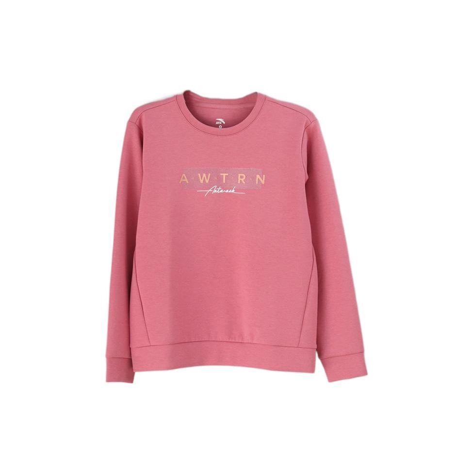 

Anta Comprehensive Training Series Solid Color Love Print Crew Neck Pullover Sweatshirt Women sweatshirt 162137702-3 S