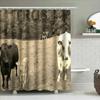 Farmhouse Bathroom Decor Shower Curtain Featuring Trust Farm Animals Black Bull White Cow With Calves Country Rustic Style Home