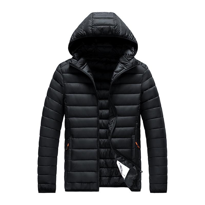 Men's Plus Size Multicolor Lightweight Cotton-Padded Winter Jacket with Detachable Hood