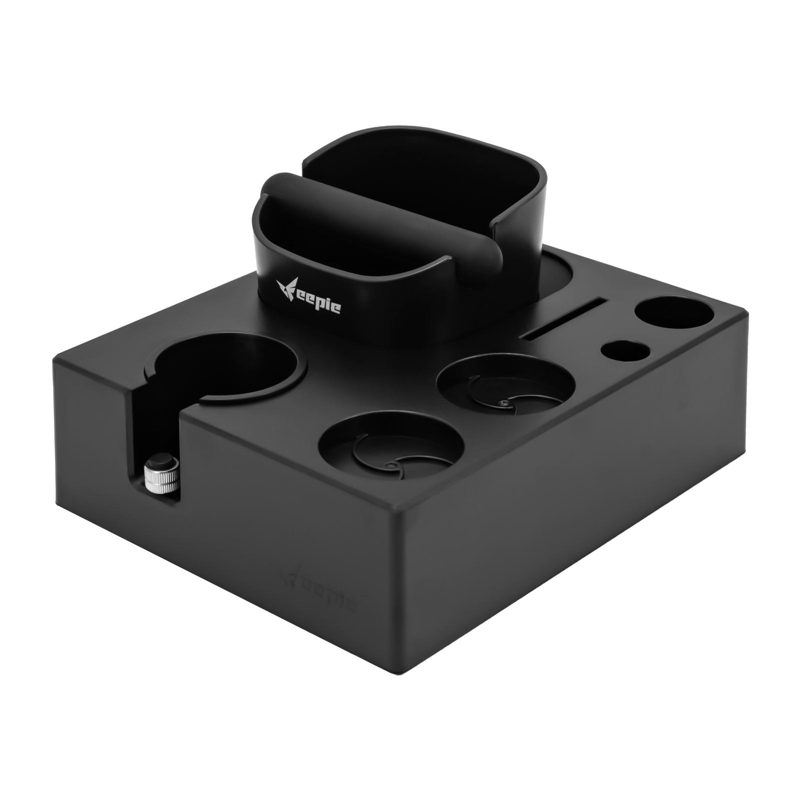 

3-in-1 Espresso Organizer Box,Coffee Tool Set with Removable Grounds Bin Black Modern Design for Distributor and Tamper Storage, чёрный