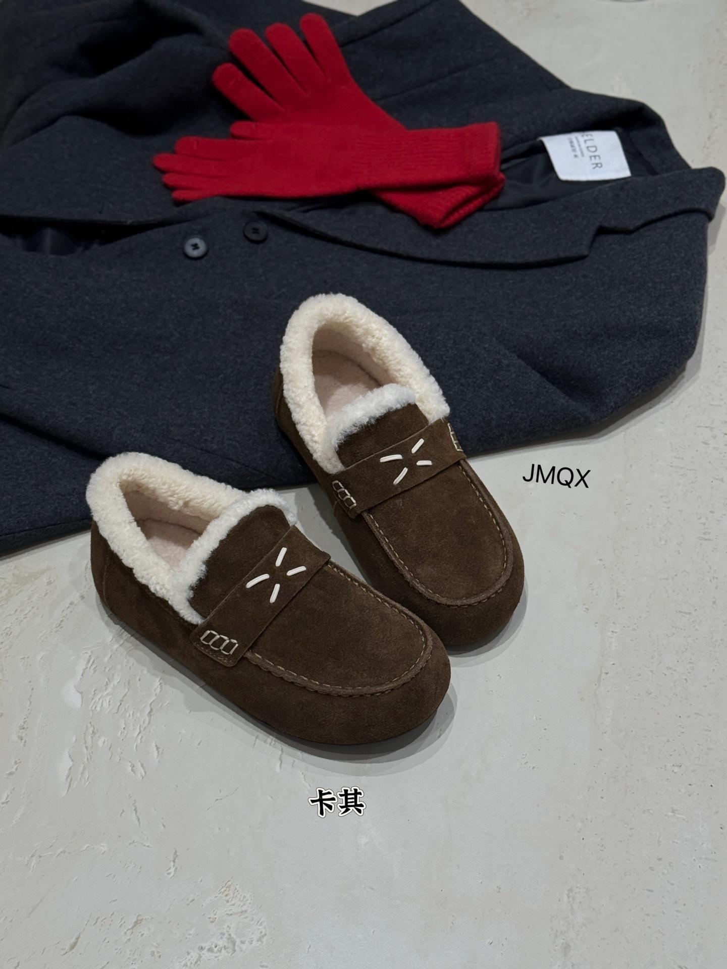 

Leather fur shoes women s winter new velvet warm lazy one pedal shoes tide 40