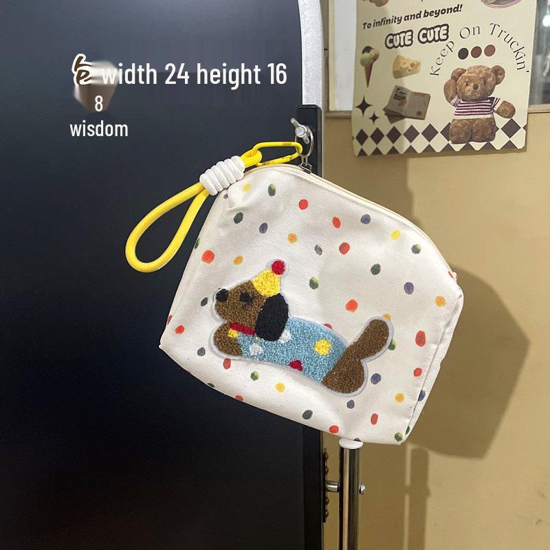 Korean Cute Puppy Embroidered Makeup and Travel Bag for Women