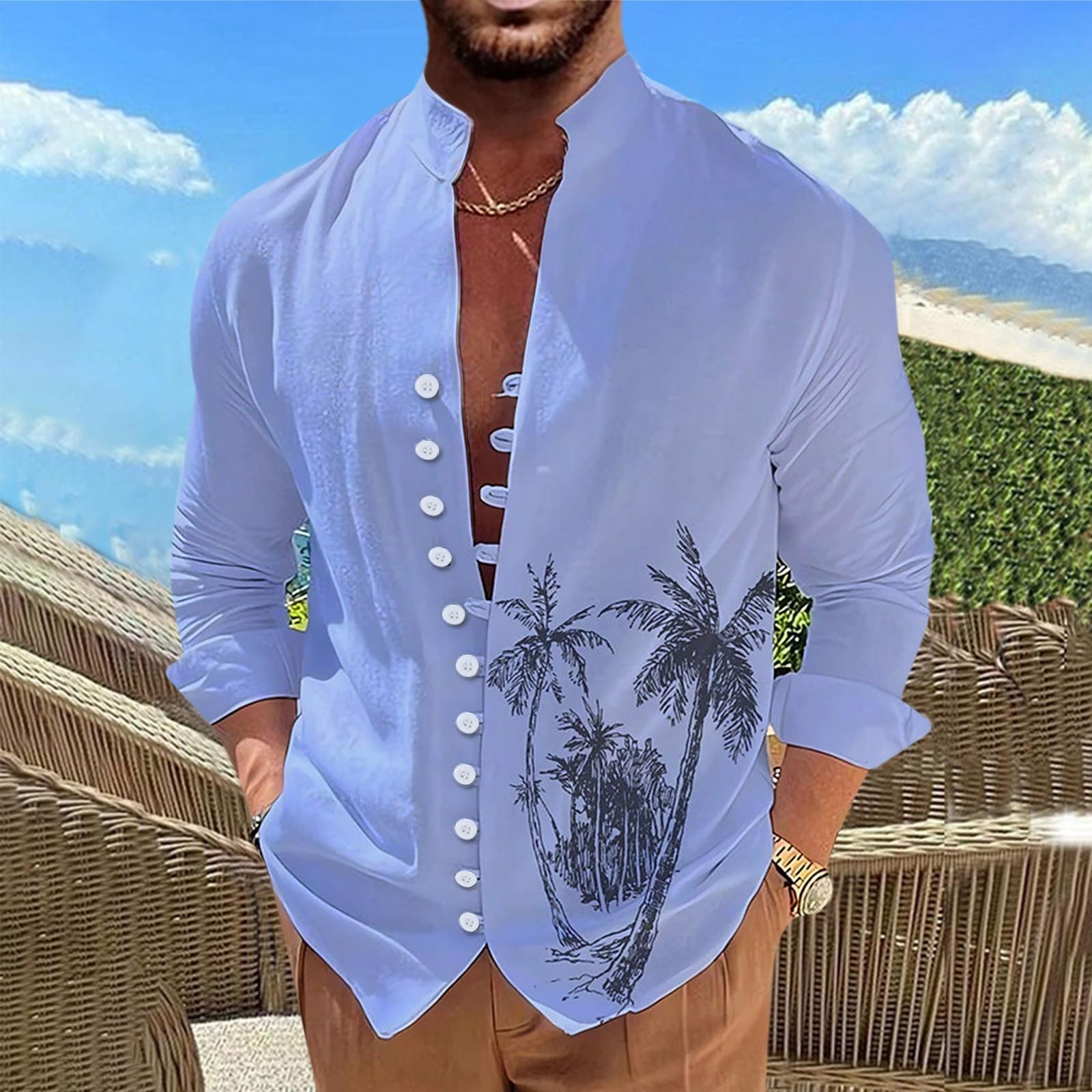 

Новая мужская повседневная свободная рубашка в стиле ретро с длинными рукавами и принтом XXL синий