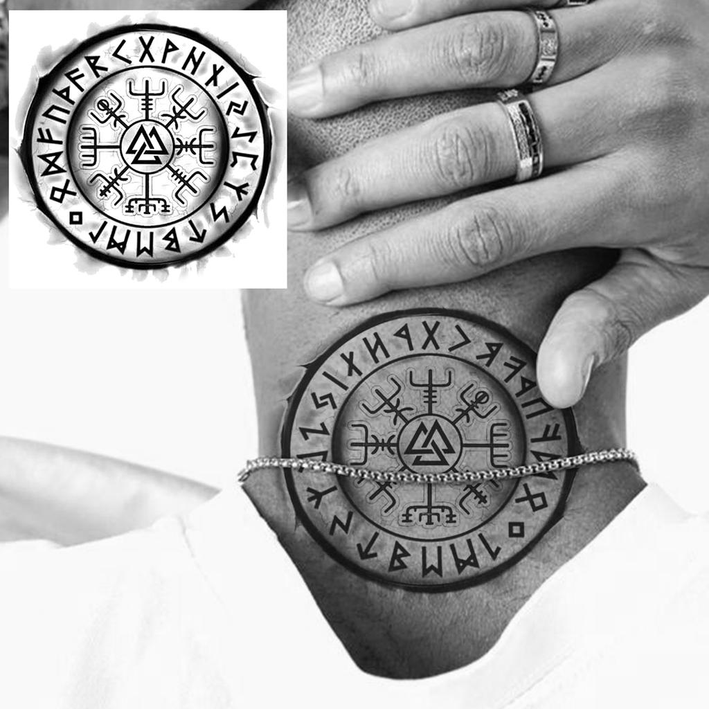 1 Sheet Graffiti Anchor Compass Temporary Tattoos For Adults Hands Necks Ankle, Fake Tattoo Stickers Waterproof Realistic Tatoos