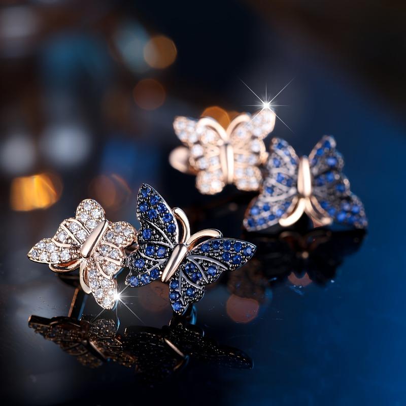 A Pair of Elegantly Styled Butterfly Hoop Earrings Perfect for a Able Party.