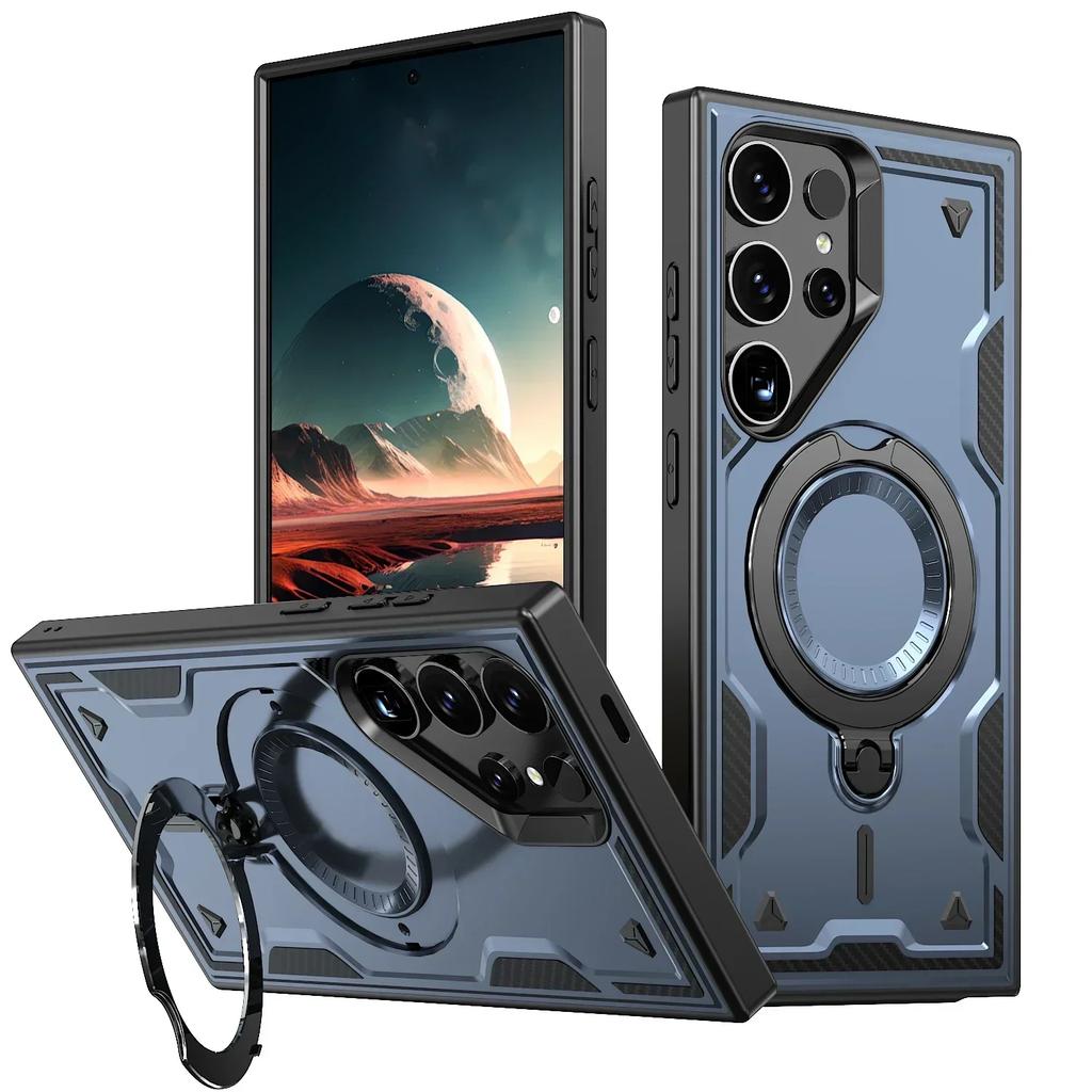 Hülle für Samsung Galaxy S25 S24 S23 Ultra Plus A56 A36 A26 A26 A16 Magnetische Kabellose Ladung 360° Drehbarer Ständer Stoßfeste Hülle