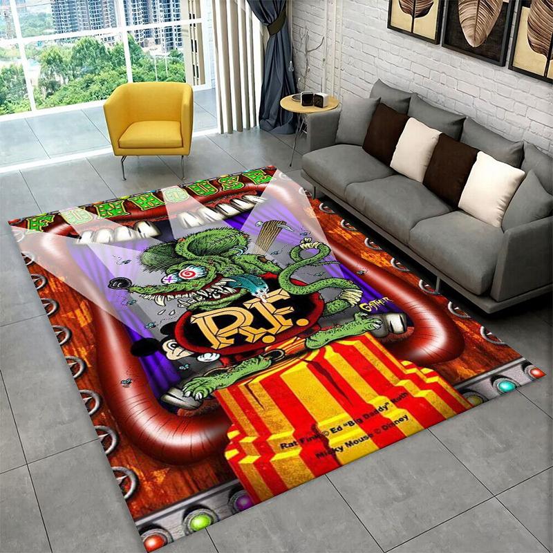 3D Rat Fink Cartoon Raceauto Moto Bord Tapijt Vloerkleed voor Slaapkamer Woonkamer Bank Deurmat Huisdecoratie,Kind Speelruimte Tapijt Antislip