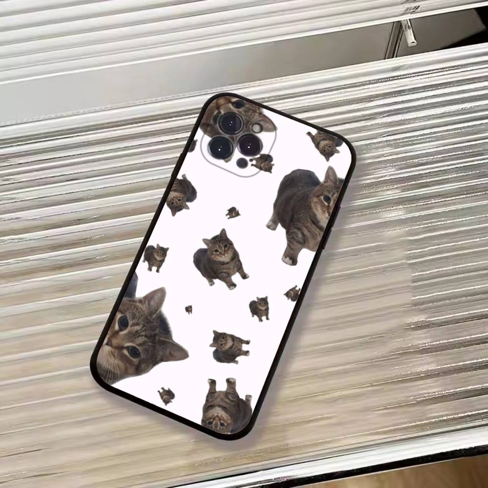 Cute Pet Cat Memes Phone Case For iPhone 17,16,15,14,13,12,11 Plus,Pro Max,XS,Soft Silicone Black Cover